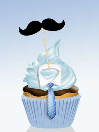 illustration of cup cake decorated for fathers dayの写真素材