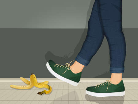 man slips on the banana peelの写真素材