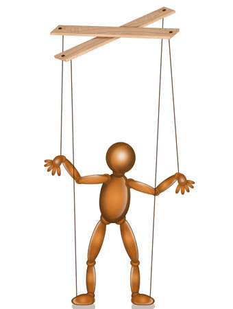 illustration with puppet of manipulationの写真素材