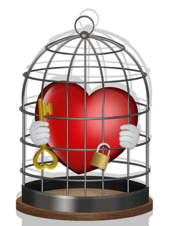illustration of caged heartの写真素材