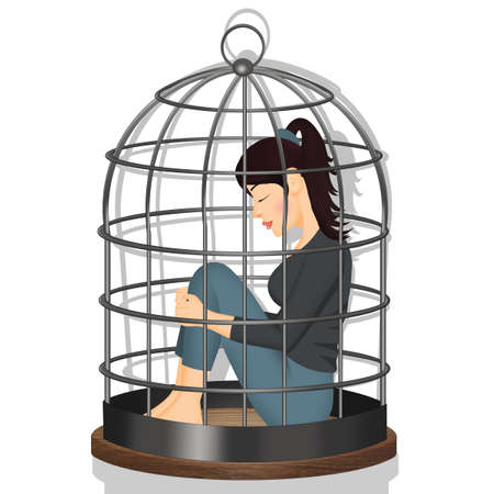 illustration of woman in the cageの写真素材