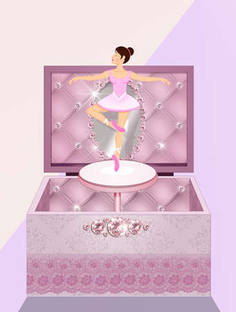 illustration of dancer in the music boxの写真素材