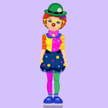 illustration of woman with clown costumeの写真素材
