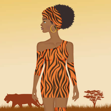 African woman with brindle dressの写真素材