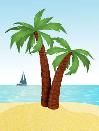illustration of palm trees on the islandの写真素材