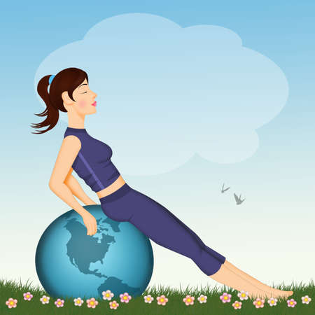 pilates ball in the shape of the worldの写真素材