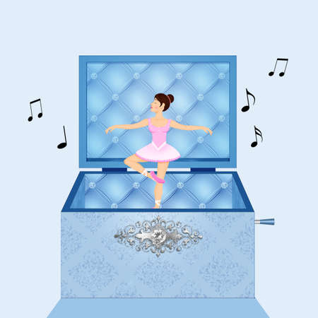 illustration of dancer girl in the music boxの写真素材