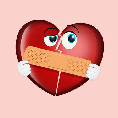 illustration of heart with plasterの写真素材