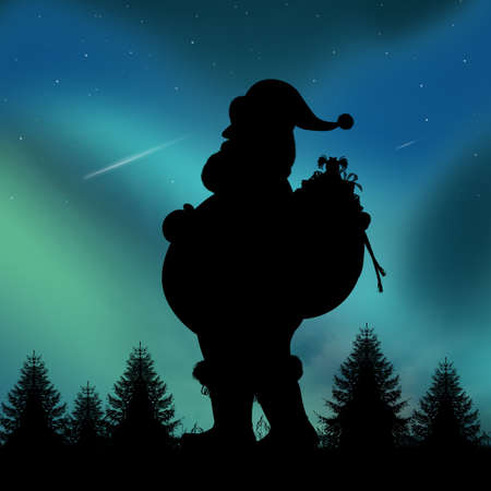 silhouette of sack of presentの写真素材