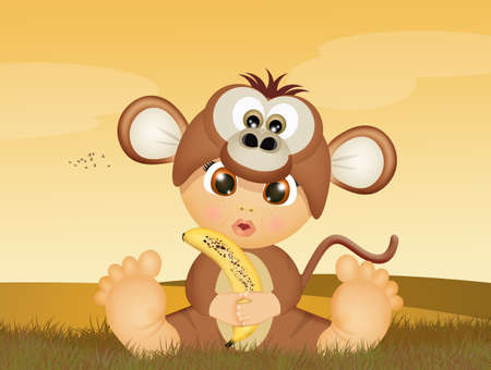 child dressed as a monkeyの写真素材