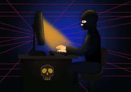 illustration of hacker attack on computersの写真素材