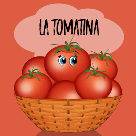 illustration of la tomatina festivalの写真素材