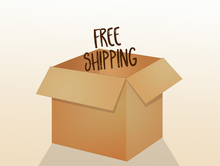 illustration of free shipping cardboard boxの写真素材