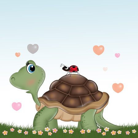 illustration of funny turtleの写真素材