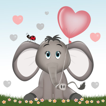 illustration of funny elephantの写真素材