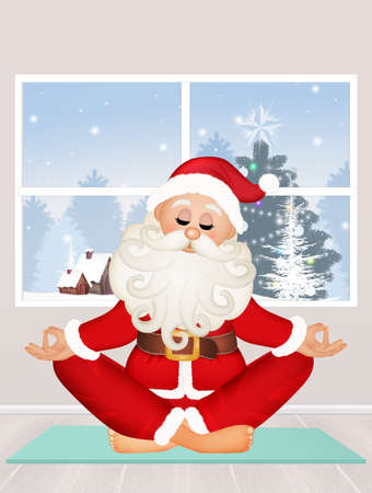 illustration of Santa Claus doing yogaの写真素材
