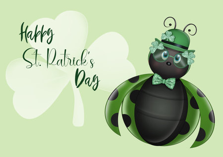 illustration of ladybug with decorations for St. Patrick's Dayの写真素材