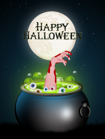 illustration of bloody hand in Halloween soupの写真素材