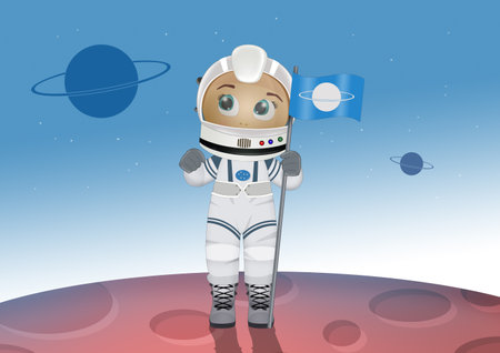 illustration of funny astronaut childの写真素材