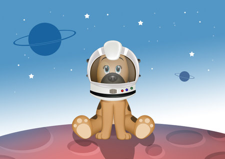 illustration of dog astronautの写真素材