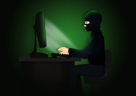 illustration of hacker man attack to computerの写真素材