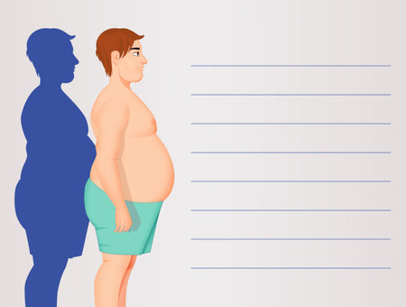 illustration of man with obesity problemの写真素材