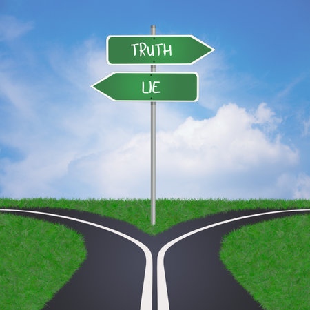 illustration of the choice between lie and truthの写真素材