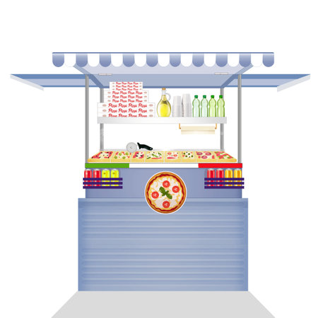 illustration of Italian pizza kioskの写真素材