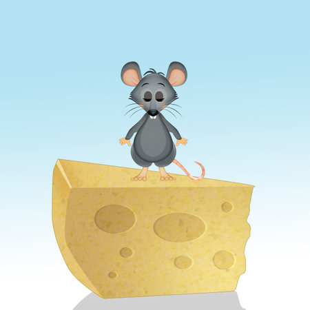 illustration of little mice on cheeseの写真素材