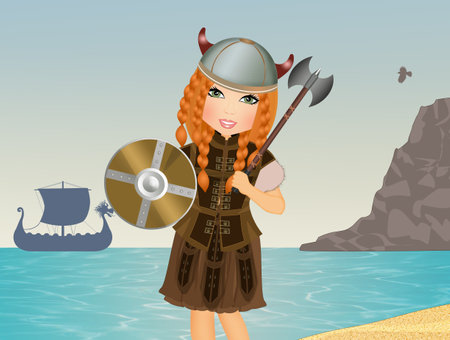 illustration of viking womanの写真素材