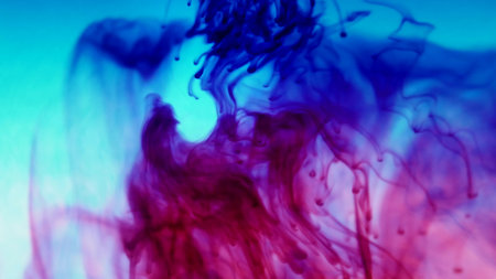 Colorful Paint Ink Drops Splash in Underwater in Water Pool.
