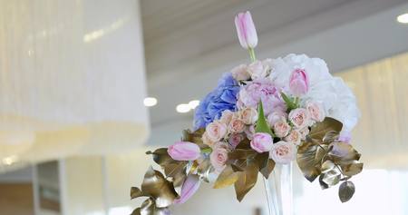 wedding table decoration with flowers, flower decoration wedding table, wedding florist.の写真素材