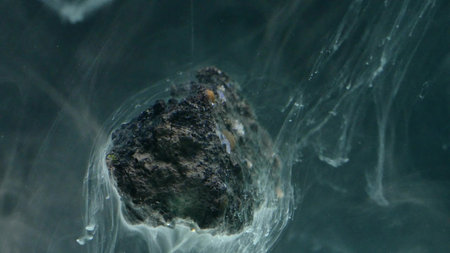 abstract flowing ink in water with stone.の写真素材