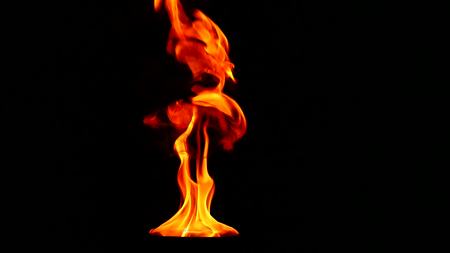 tongues flame on a black background, slow motion.の写真素材