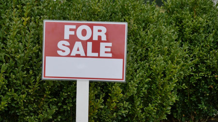 male hands hammer sign for sale.の写真素材