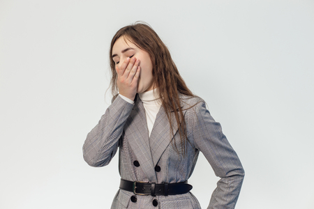 A beautiful girl on a white background is isolatedの写真素材