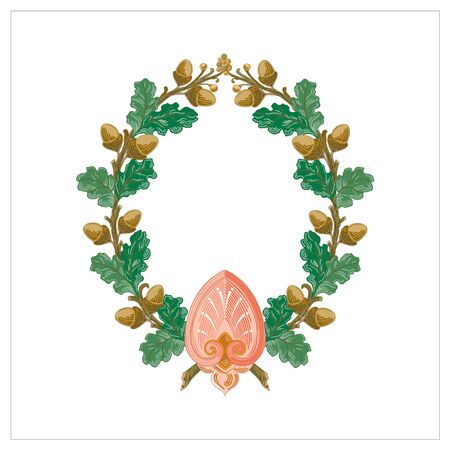 Ornate Vintage Floral Wreath Ornament Frame Vector Ilustrationのイラスト素材
