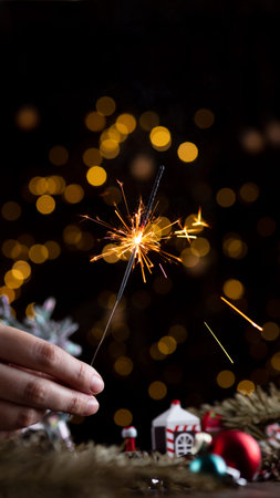 Sparkler in the New Year decorations