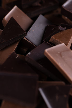 A chocolate bar broken into pieces