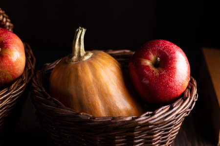 a pumpkin harvest on the tableの写真素材
