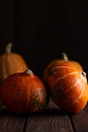 a pumpkin harvest on the tableの写真素材