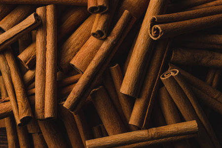 macrophotography of cassia cinnamon sticks