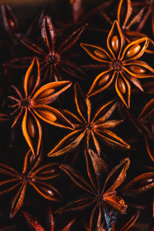 Stars of star anise macrophotographyの写真素材