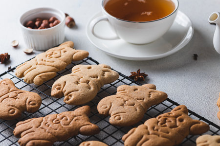 Cookies in the shape of a corgi dogの写真素材