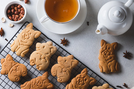Cookies in the shape of a corgi dogの写真素材