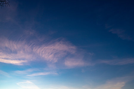 Dawn skies, pink clouds, delicate colors, bright skyの写真素材