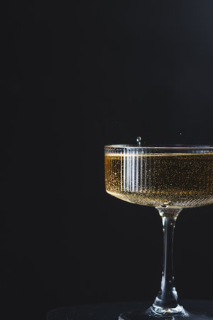 Champagne in a wide glassの写真素材