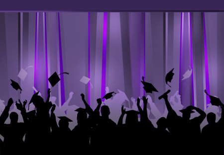 Graduation Celebration pary mauve university students backgroundの写真素材