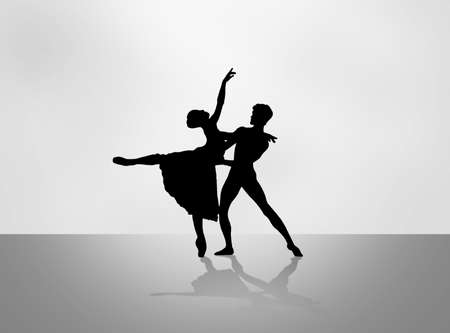 Ballet dancer in silhouette dancingの写真素材