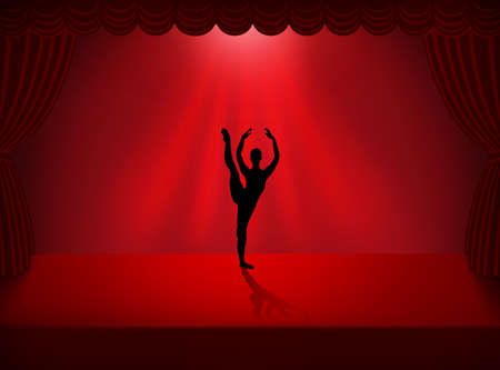Ballet dancer in silhouette dancingの写真素材